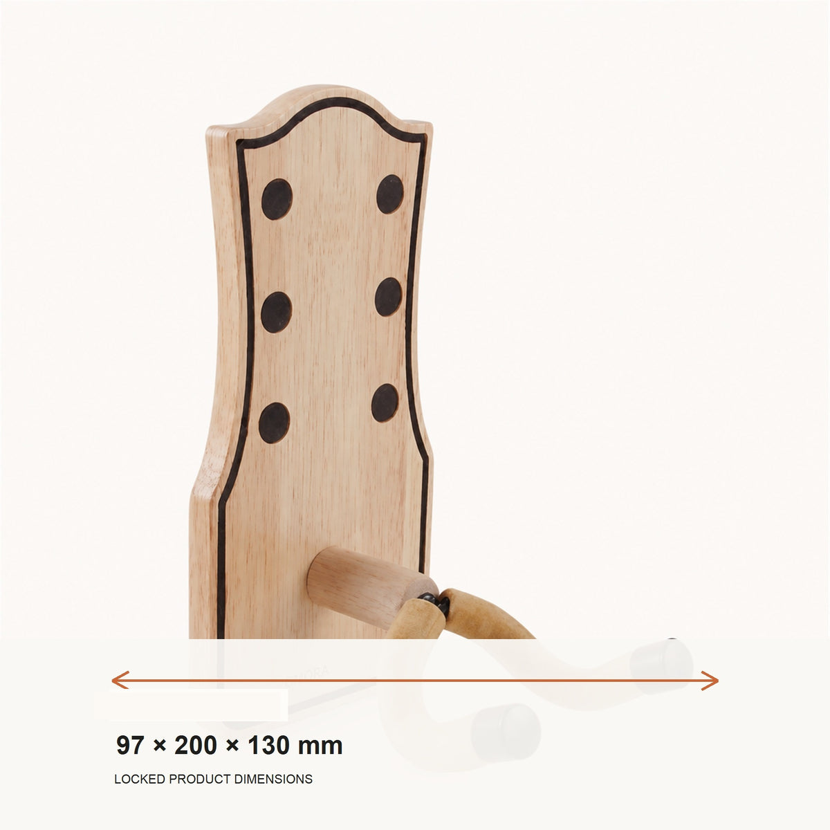 OMORA Solo Wall Hanger shown with its locked dimension information.