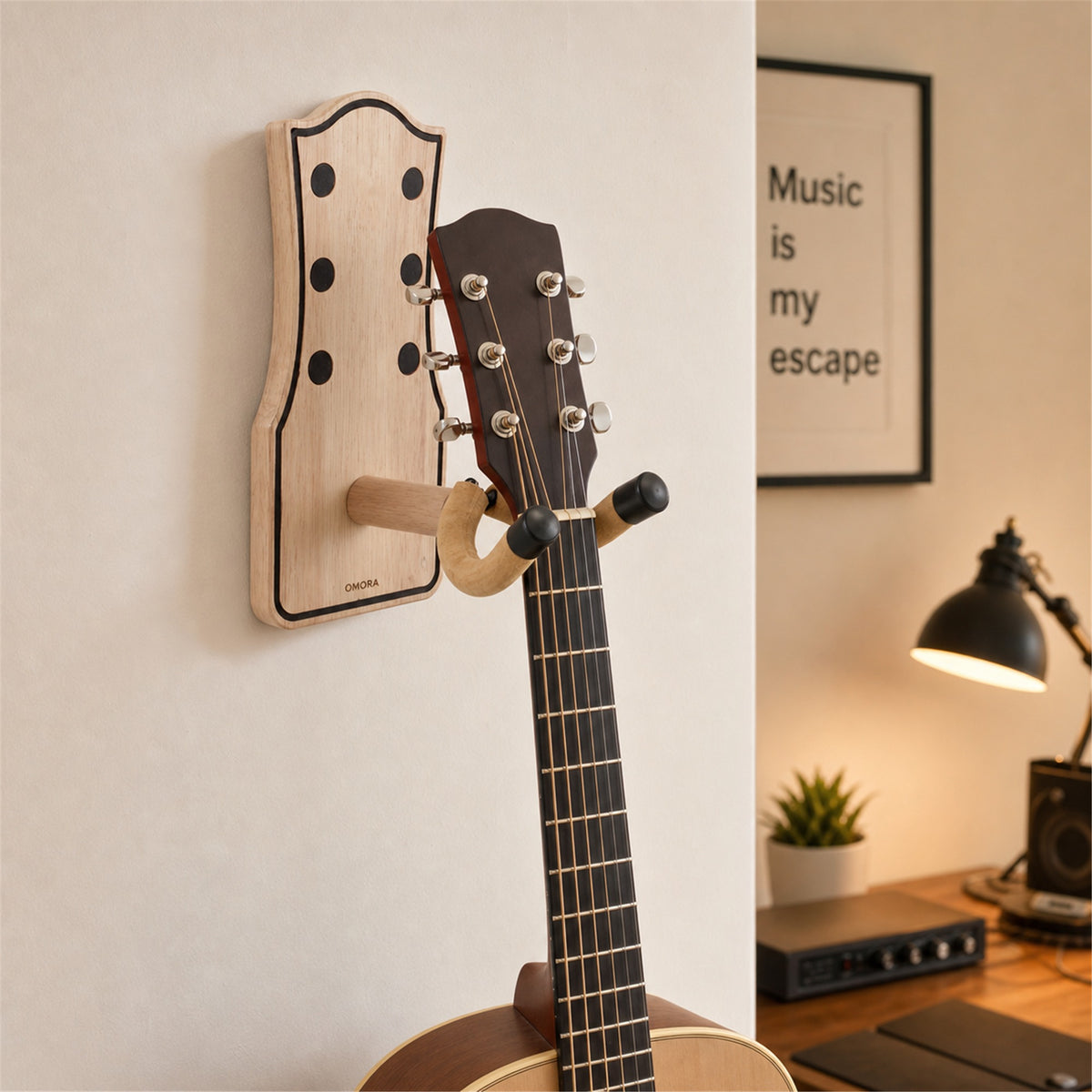 OMORA Solo Wall Hanger in a creative music setup.