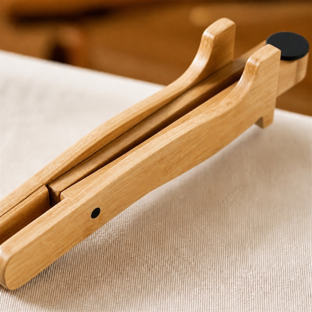 Close view of OMORA Foldaway Bamboo Stand.