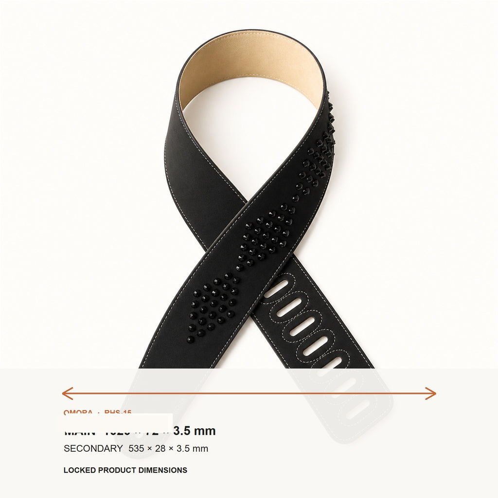 OMORA Studline Strap shown with its locked dimension information.