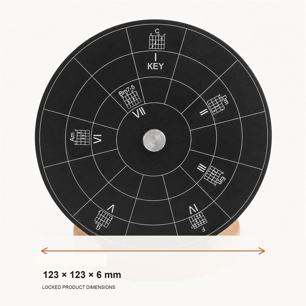 OMORA Chord Compass shown with its locked dimension information.