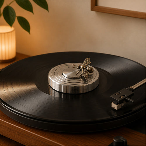 OMORA Bee Record Weight in a warm music lifestyle setting.