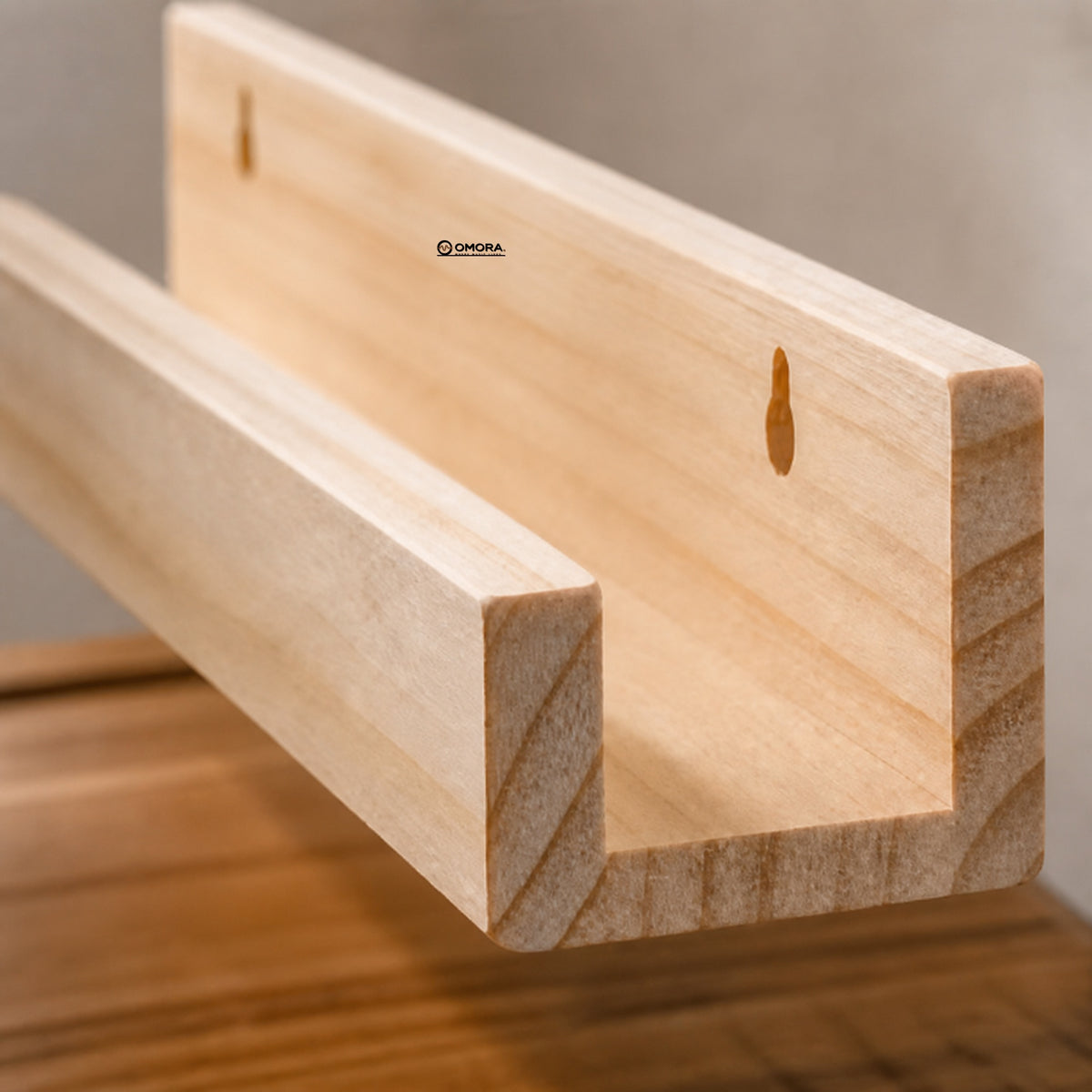 Close view of OMORA Vinyl Display Rail.
