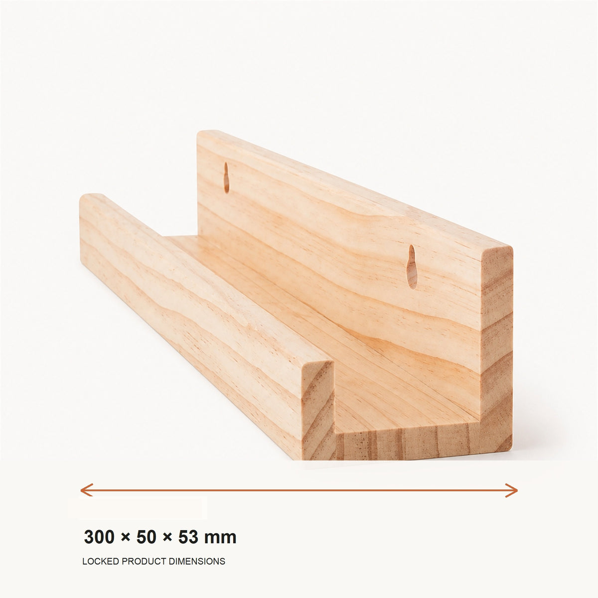 OMORA Vinyl Display Rail shown with its locked dimension information.
